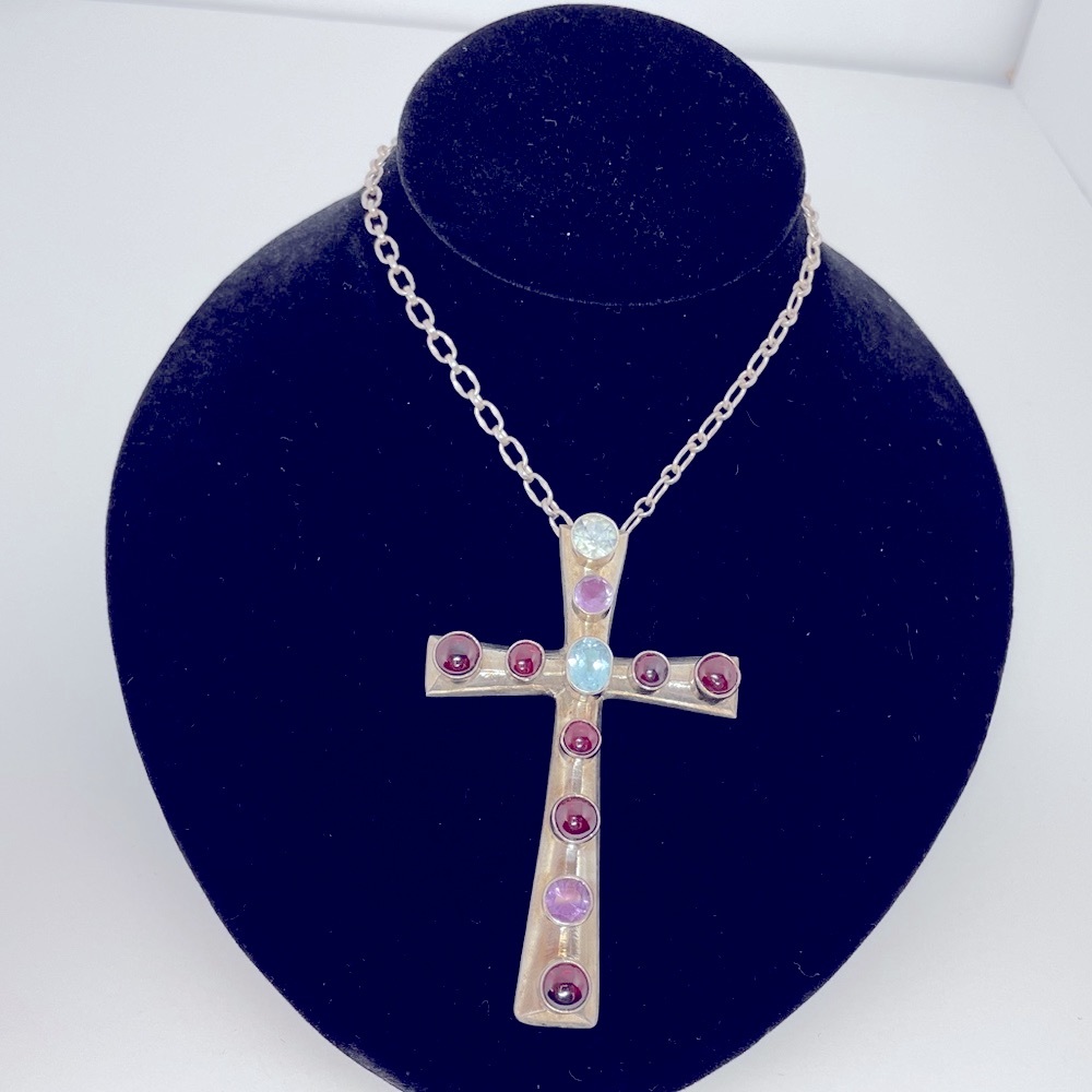 Sterling Silver Navajo Nakai Cross Pendant